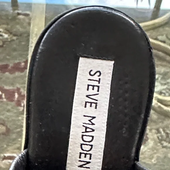 Steve Madden Black Leather Mule Slides - Picture 2 of 6
